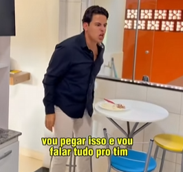 T0122050 Luís se recusa comer só arroz feijão fala para Adriana fazer comida de verdade